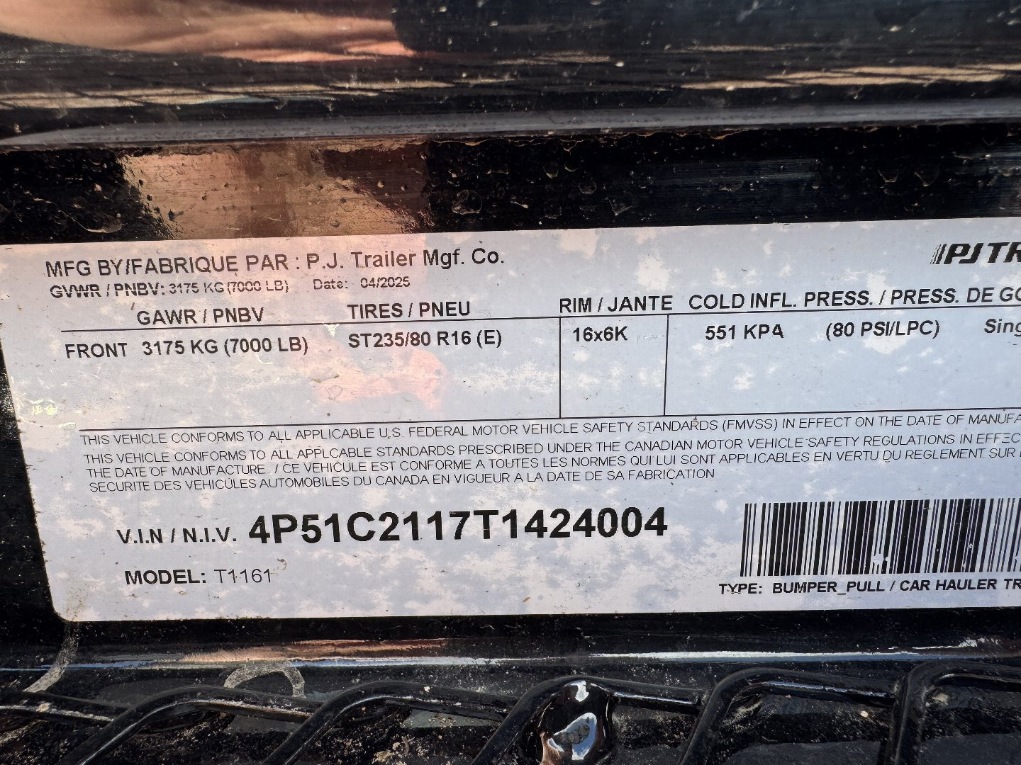 New 2025 PJ Trailers T1-16 7K Tilt Trailer