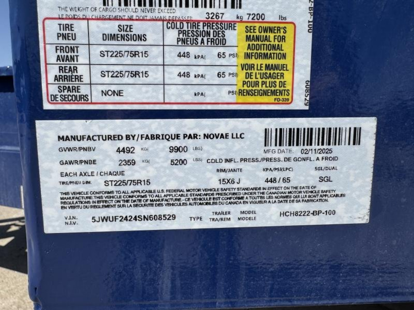 New 2025 H and H Trailer HCH8222-BP-100  Equipment Trailer