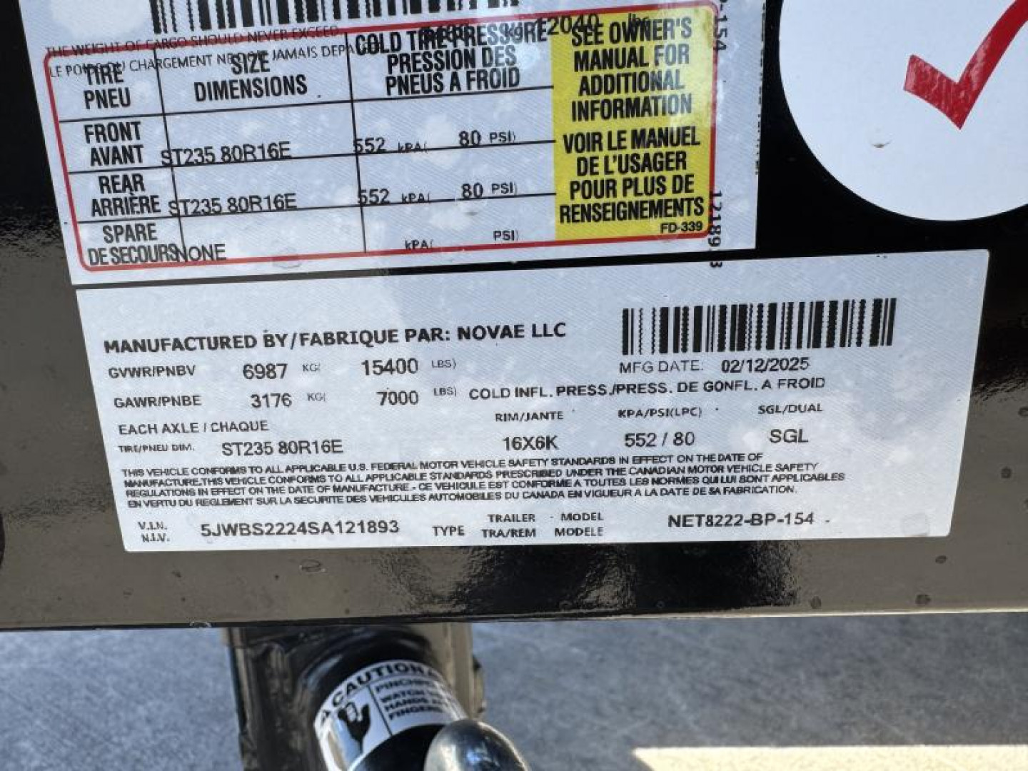 New 2025 Midsota NET8222-BP-154  Equipment Trailer