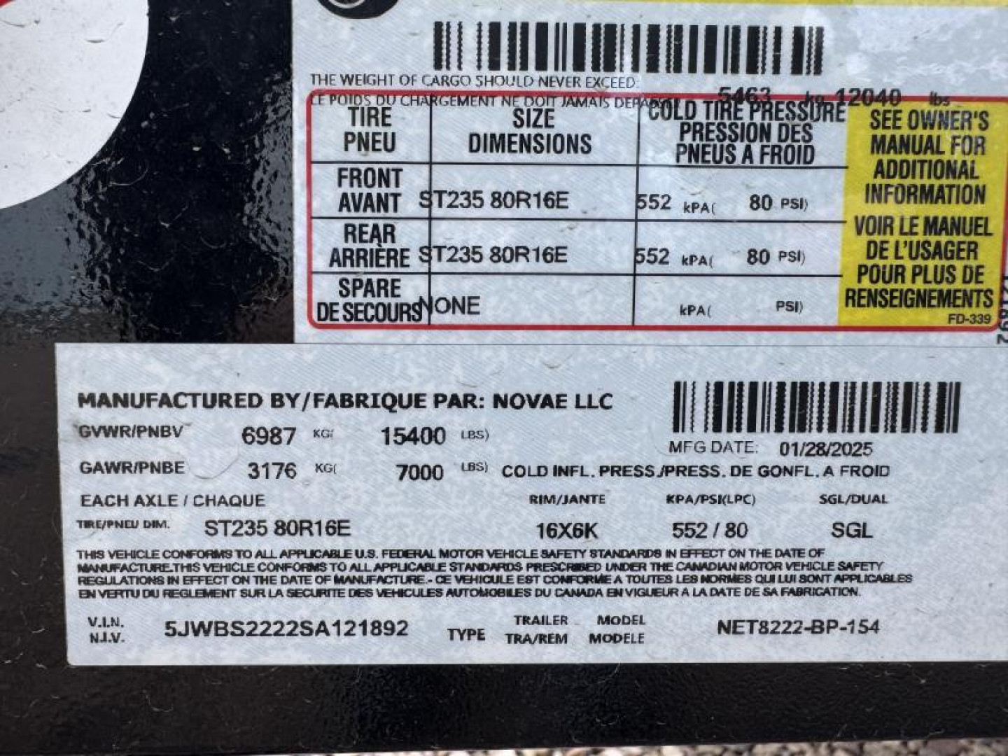 New 2025 Midsota NET8222-BP-154  Equipment Trailer