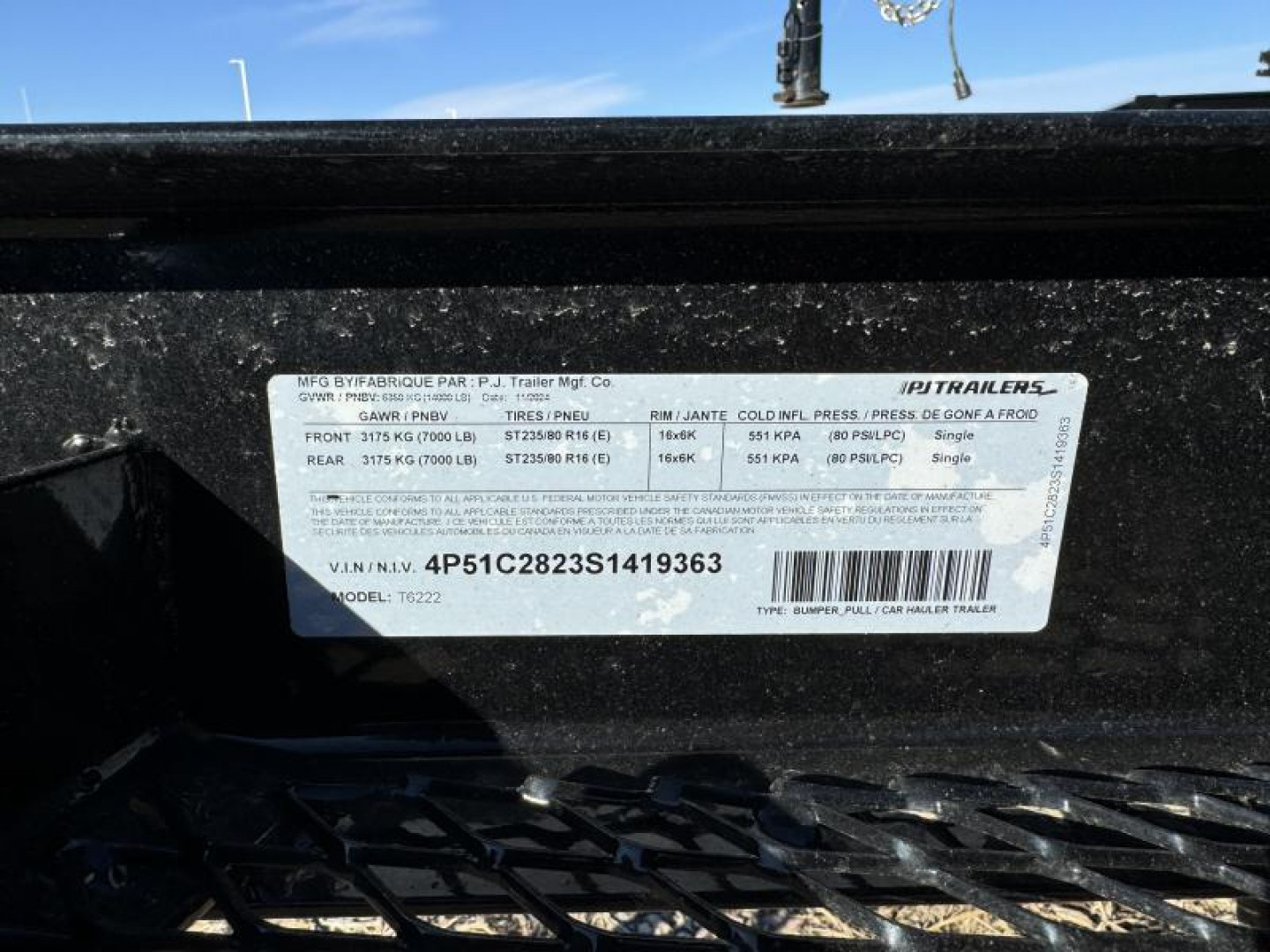 New 2025 PJ Trailers 83" x 22' T6  Tilt Trailer