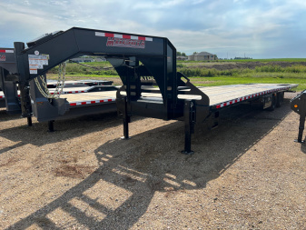 New 2025 Midsota 36' Gooseneck Hydraulic Tail Flatbed Trailer