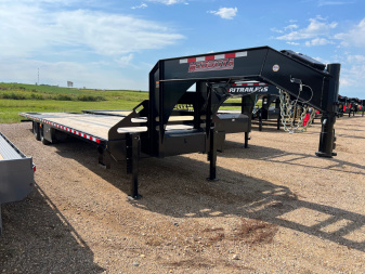 New 2025 Midsota 36' Gooseneck Hydraulic Tail Flatbed Trailer