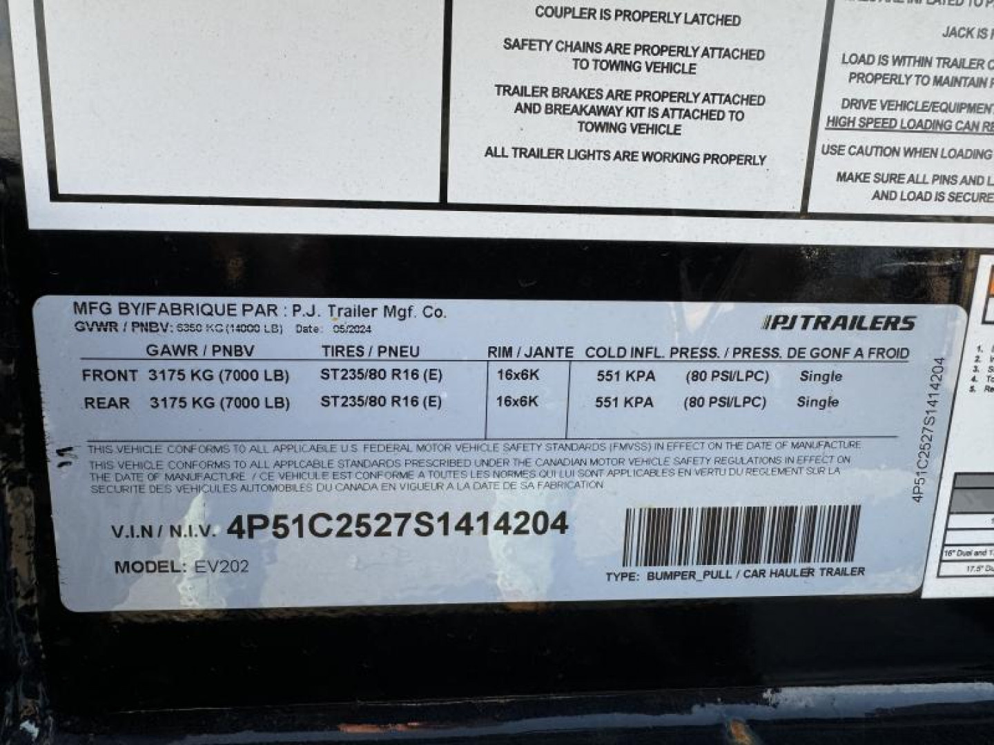 New 2025 PJ Trailers EV (20') Equipment Trailer