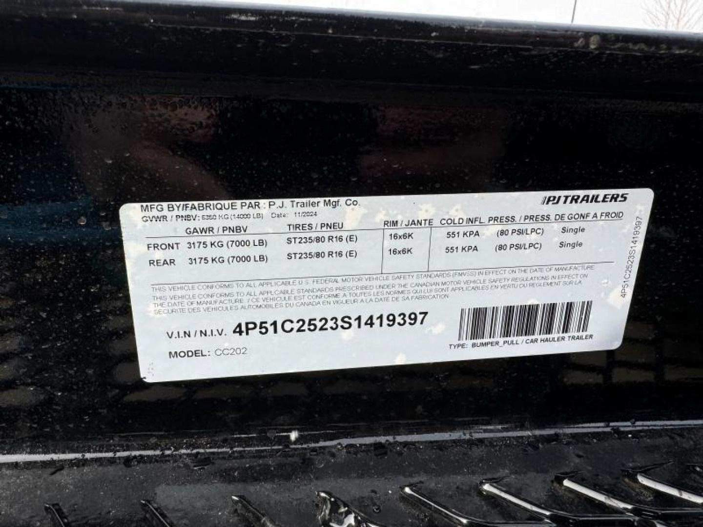 New 2025 PJ Trailers 20' CC Equipment Trailer