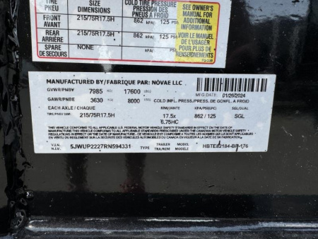 New 2024 H&H Trailers 22' HBTE82184-BP-176 Tilt Trailer