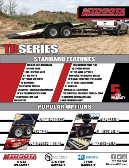 New 2024 Midsota TB-24 17.6k Tilt Trailer