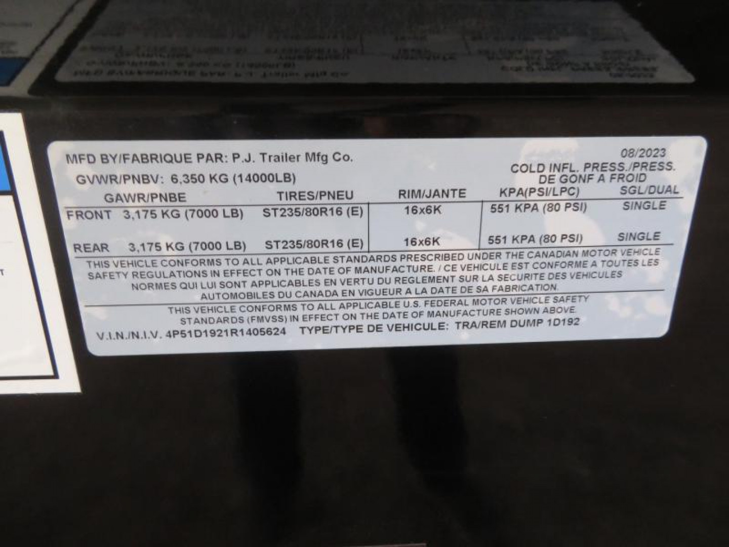 New 2024 PJ Trailers 14 Basic Dump Trailer