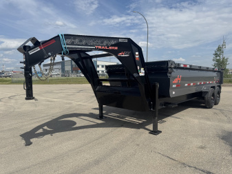 New 2025 HORIZON TRAILERS HZX 83 x18' Gooseneck Dump Box 2-10k Torsion Axles W/3'High Sides 22400LBS GVWR Dump Trailer