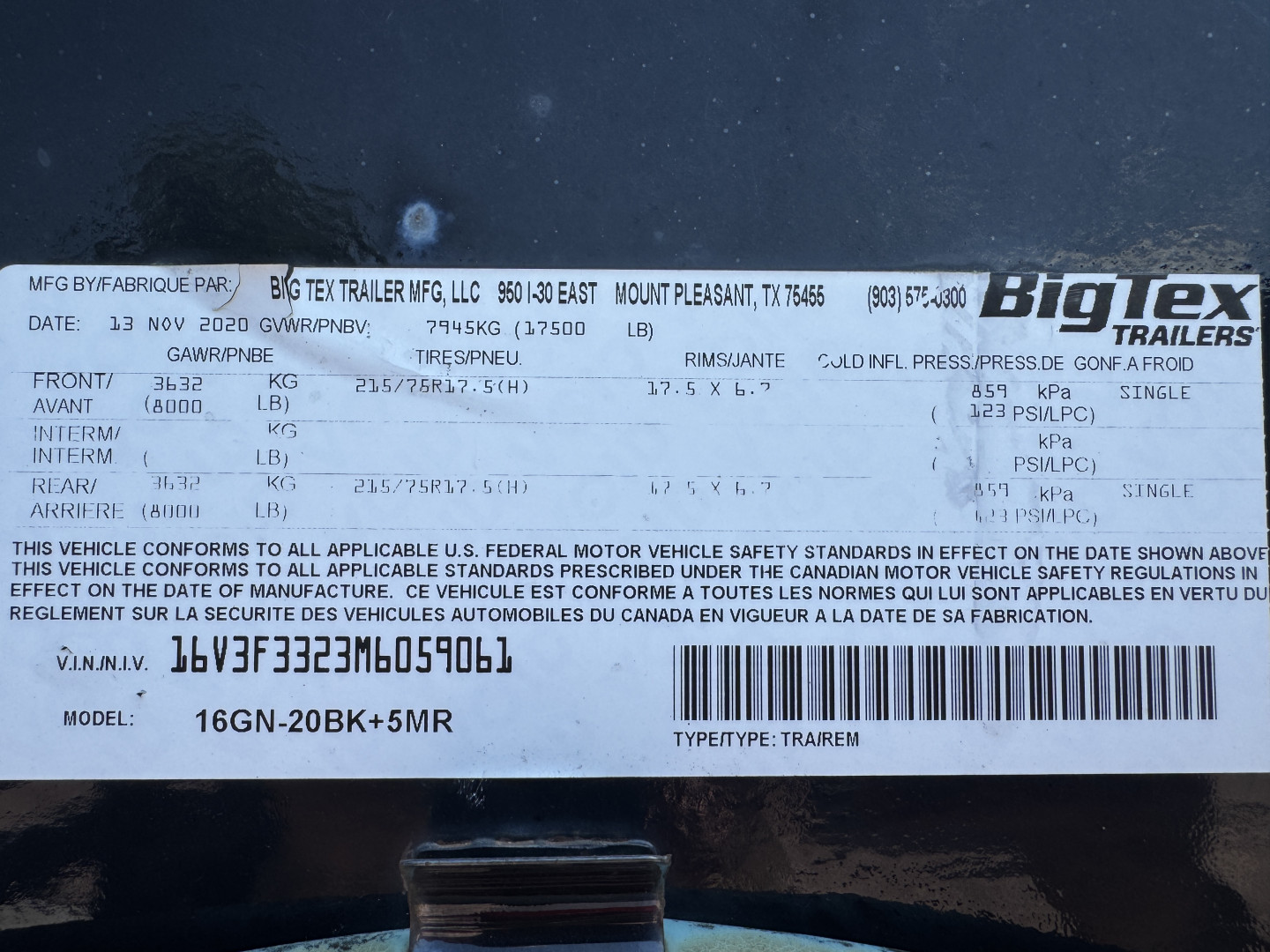 Used 2021 Big Tex Trailers 16GN 20+5 Flatbed Trailer