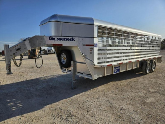 New 2024 Gooseneck Mfg Aluminum 24' Gooseneck Stock Trailer w/ Rubber Cleated Floor