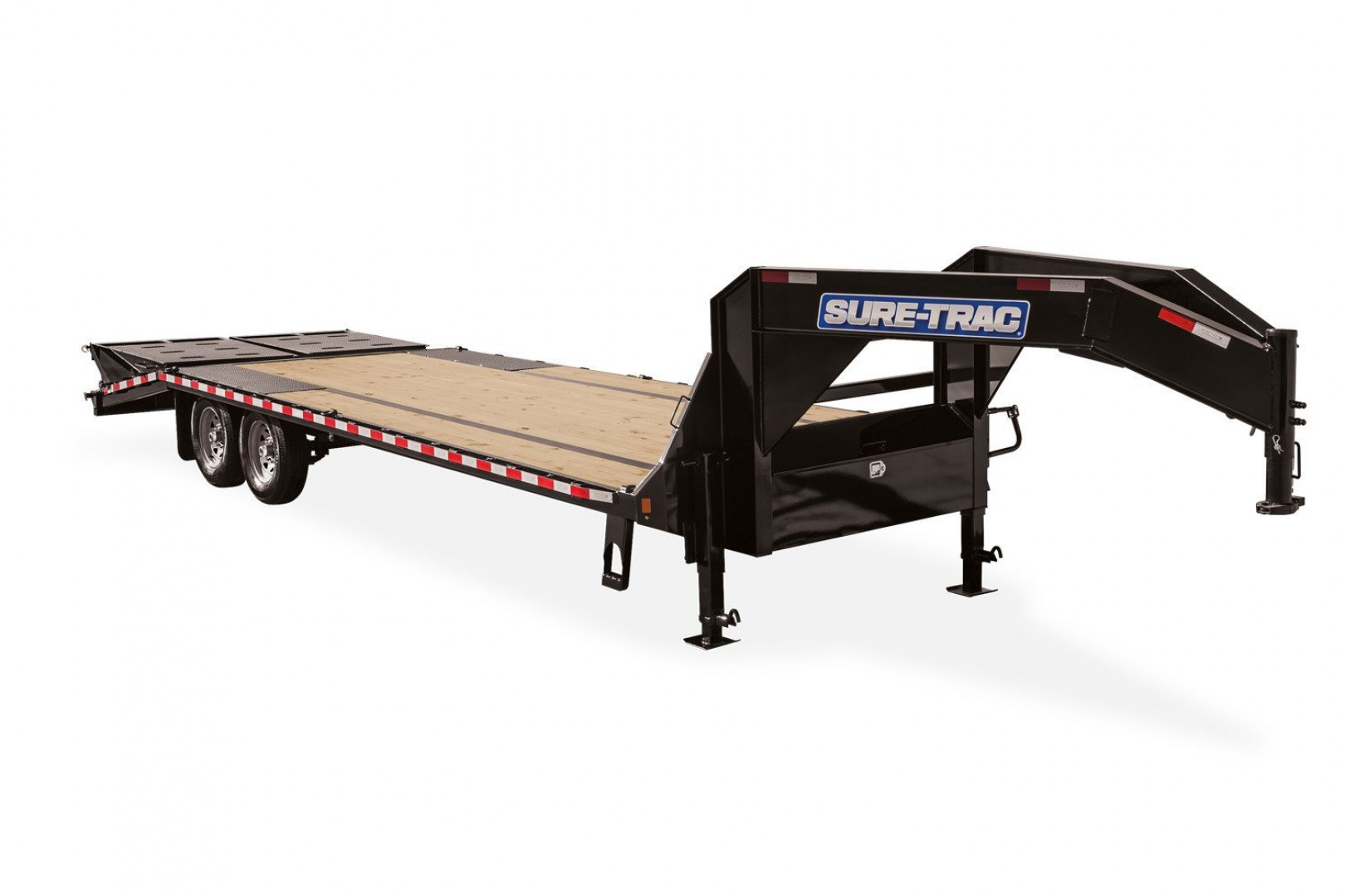 New 2024 Sure-Trac 8.5 x 20+5 Heavy Duty Low Profile Gooseneck Beavertail Deckover Trailer 15K
