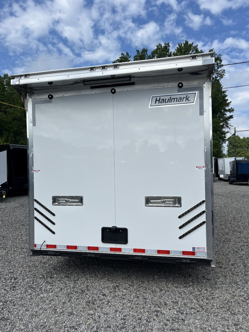 New 2025 HAULMARK EDGE 20' Race Trailer With NEW Premium Escape Door, White PolyCor, 12K GVWR, 7'4" Interior, 96" Wide Rear Door Opening