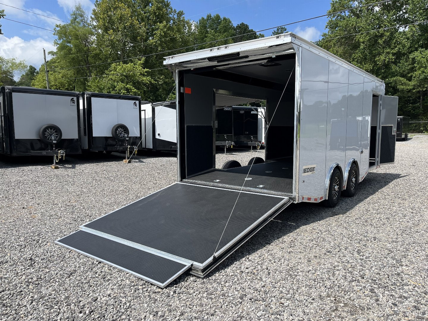 New 2025 HAULMARK EDGE 20' Race Trailer With NEW Premium Escape Door, White PolyCor, 12K GVWR, 7'4" Interior, 96" Wide Rear Door Opening