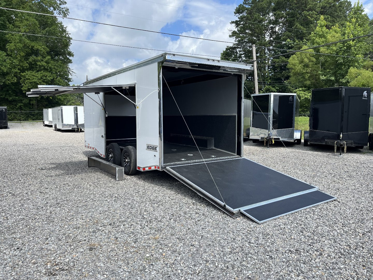 New 2025 HAULMARK EDGE 20' Race Trailer With NEW Premium Escape Door, White PolyCor, 12K GVWR, 7'4" Interior, 96" Wide Rear Door Opening