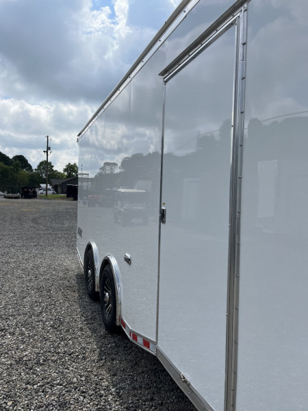 New 2025 HAULMARK EDGE 20' Race Trailer With NEW Premium Escape Door, White PolyCor, 12K GVWR, 7'4" Interior, 96" Wide Rear Door Opening