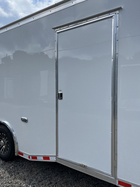 New 2025 HAULMARK EDGE 20' Race Trailer With NEW Premium Escape Door, White PolyCor, 12K GVWR, 7'4" Interior, 96" Wide Rear Door Opening