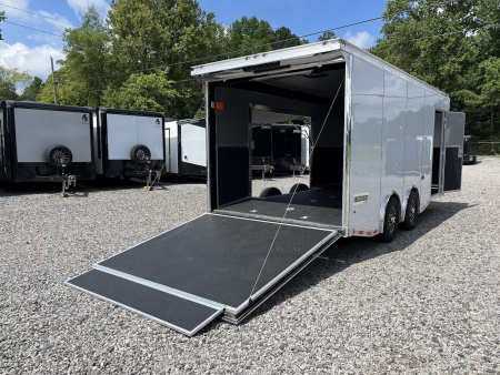 New 2025 HAULMARK EDGE 20' Race Trailer With NEW Premium Escape Door, White PolyCor, 12K GVWR, 7'4" Interior, 96" Wide Rear Door Opening