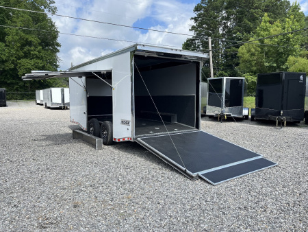 New 2025 HAULMARK EDGE 20' Race Trailer With NEW Premium Escape Door, White PolyCor, 12K GVWR, 7'4" Interior, 96" Wide Rear Door Opening