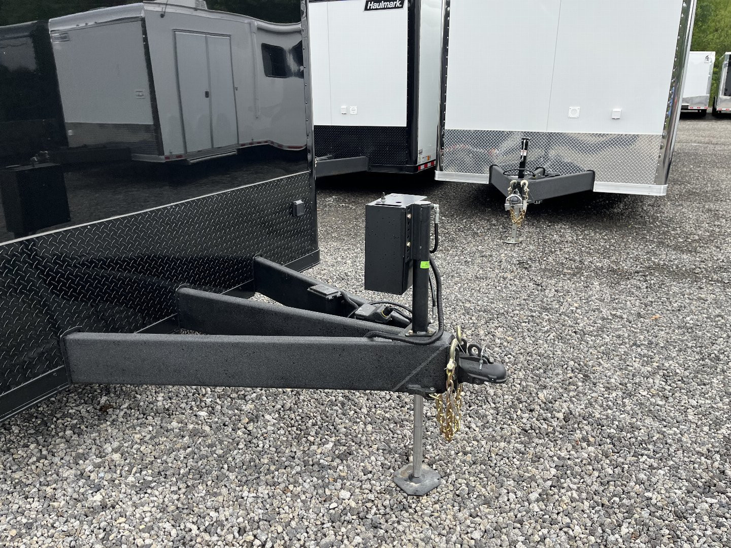 New 2026 Haulmark 34 EDGE Bathroom Race Trailer, Black PolyCor With Black Trim, 18K GVWR, 54" ALX Slide Out Step, Awning, Air Prep, A/C, Landing Light PKG