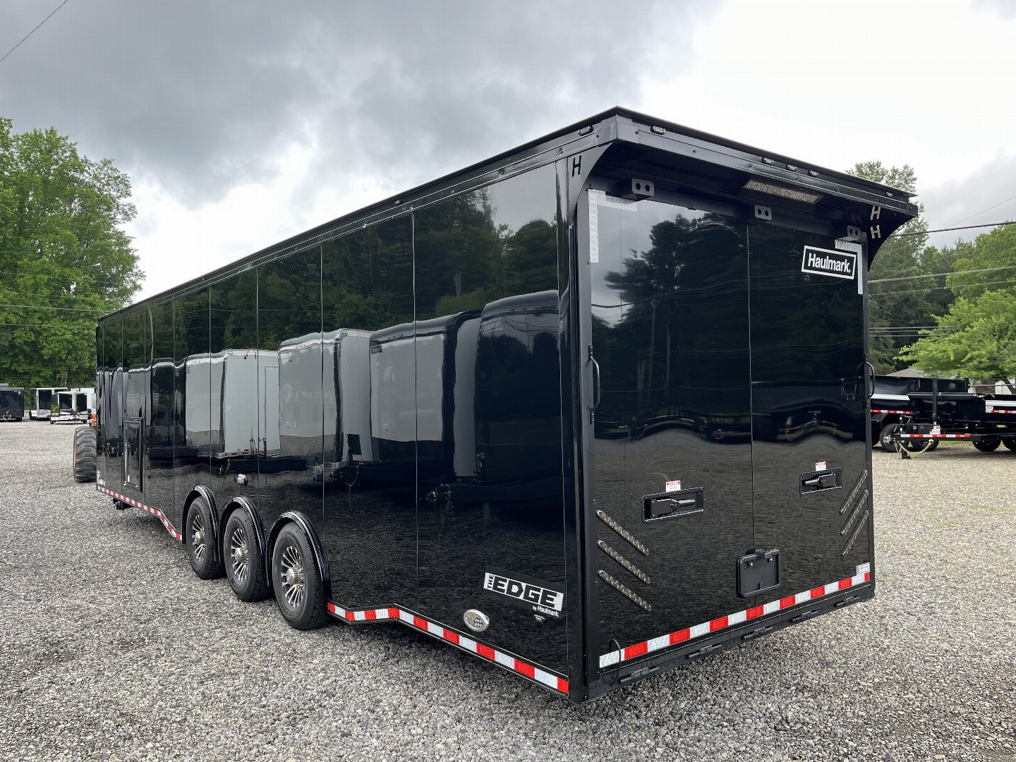 New 2026 Haulmark 34 EDGE Bathroom Race Trailer, Black PolyCor With Black Trim, 18K GVWR, 54" ALX Slide Out Step, Awning, Air Prep, A/C, Landing Light PKG