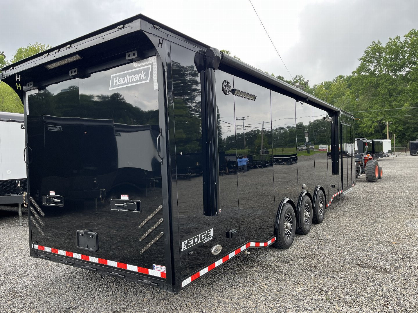 New 2026 Haulmark 34 EDGE Bathroom Race Trailer, Black PolyCor With Black Trim, 18K GVWR, 54" ALX Slide Out Step, Awning, Air Prep, A/C, Landing Light PKG