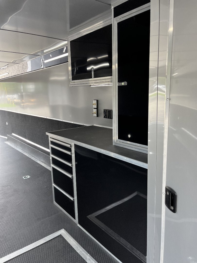 New 2026 Haulmark 34 EDGE Bathroom Race Trailer, Black PolyCor With Black Trim, 18K GVWR, 54" ALX Slide Out Step, Awning, Air Prep, A/C, Landing Light PKG