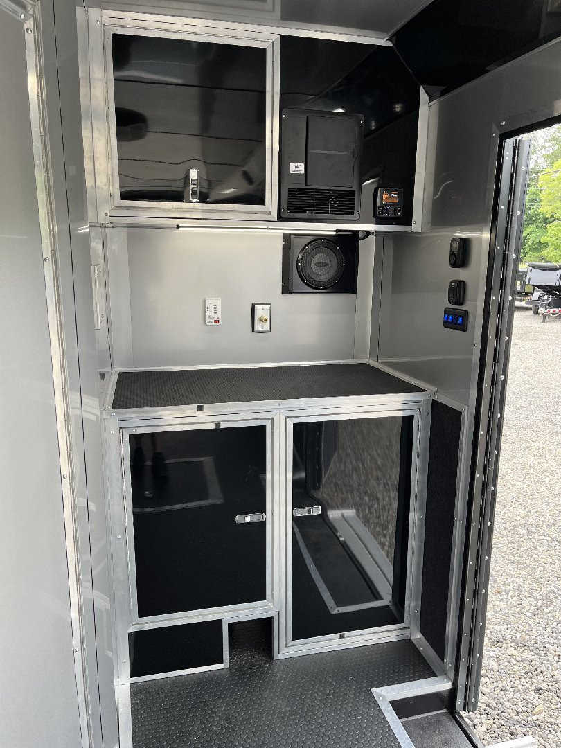 New 2026 Haulmark 34 EDGE Bathroom Race Trailer, Black PolyCor With Black Trim, 18K GVWR, 54" ALX Slide Out Step, Awning, Air Prep, A/C, Landing Light PKG