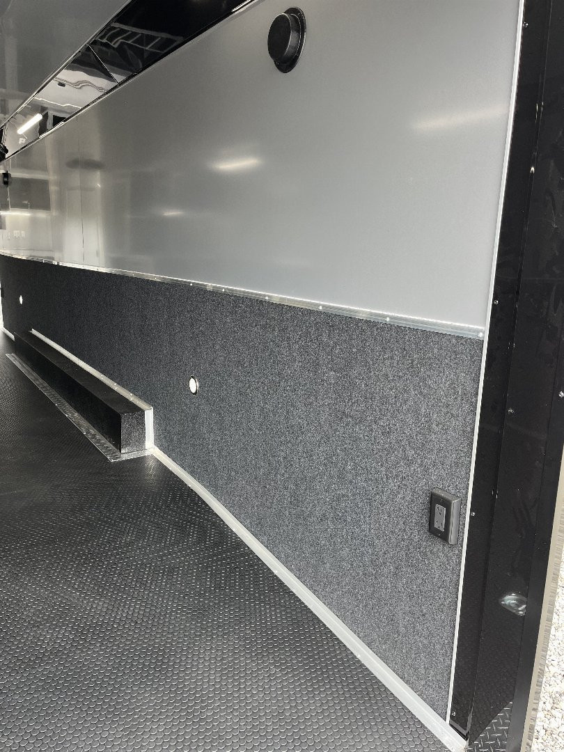 New 2026 Haulmark 34 EDGE Bathroom Race Trailer, Black PolyCor With Black Trim, 18K GVWR, 54" ALX Slide Out Step, Awning, Air Prep, A/C, Landing Light PKG