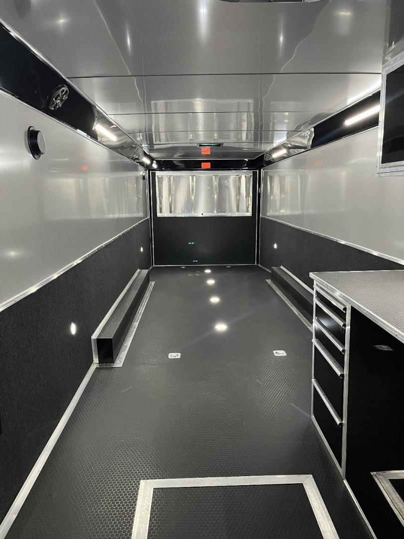 New 2026 Haulmark 34 EDGE Bathroom Race Trailer, Black PolyCor With Black Trim, 18K GVWR, 54" ALX Slide Out Step, Awning, Air Prep, A/C, Landing Light PKG