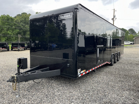 New 2026 Haulmark 34 EDGE Bathroom Race Trailer, Black PolyCor With Black Trim, 18K GVWR, 54" ALX Slide Out Step, Awning, Air Prep, A/C, Landing Light PKG