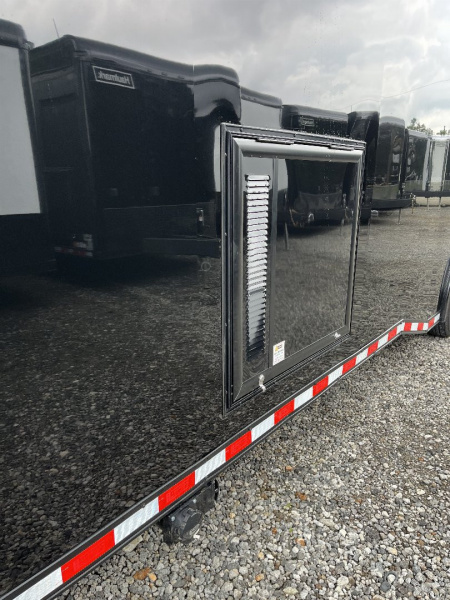 New 2026 Haulmark 34 EDGE Bathroom Race Trailer, Black PolyCor With Black Trim, 18K GVWR, 54" ALX Slide Out Step, Awning, Air Prep, A/C, Landing Light PKG