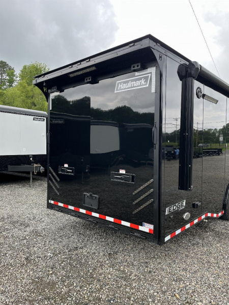 New 2026 Haulmark 34 EDGE Bathroom Race Trailer, Black PolyCor With Black Trim, 18K GVWR, 54" ALX Slide Out Step, Awning, Air Prep, A/C, Landing Light PKG