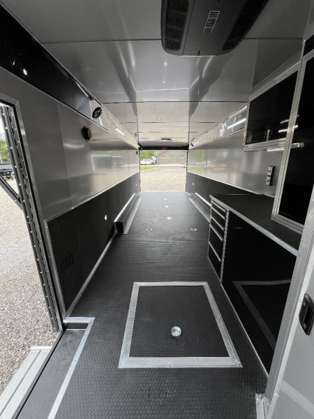 New 2026 Haulmark 34 EDGE Bathroom Race Trailer, Black PolyCor With Black Trim, 18K GVWR, 54" ALX Slide Out Step, Awning, Air Prep, A/C, Landing Light PKG