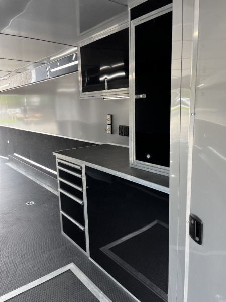 New 2026 Haulmark 34 EDGE Bathroom Race Trailer, Black PolyCor With Black Trim, 18K GVWR, 54" ALX Slide Out Step, Awning, Air Prep, A/C, Landing Light PKG