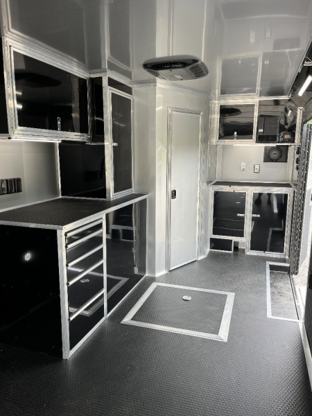 New 2026 Haulmark 34 EDGE Bathroom Race Trailer, Black PolyCor With Black Trim, 18K GVWR, 54" ALX Slide Out Step, Awning, Air Prep, A/C, Landing Light PKG