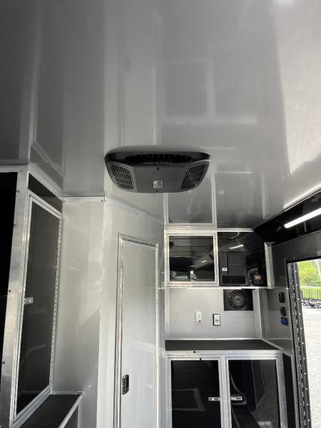 New 2026 Haulmark 34 EDGE Bathroom Race Trailer, Black PolyCor With Black Trim, 18K GVWR, 54" ALX Slide Out Step, Awning, Air Prep, A/C, Landing Light PKG