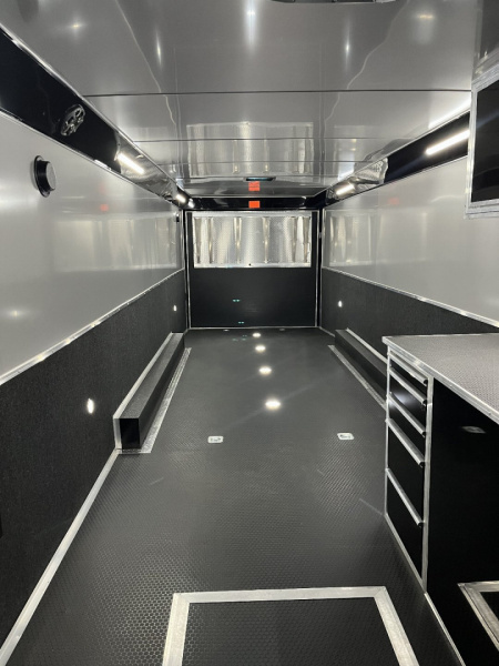 New 2026 Haulmark 34 EDGE Bathroom Race Trailer, Black PolyCor With Black Trim, 18K GVWR, 54" ALX Slide Out Step, Awning, Air Prep, A/C, Landing Light PKG