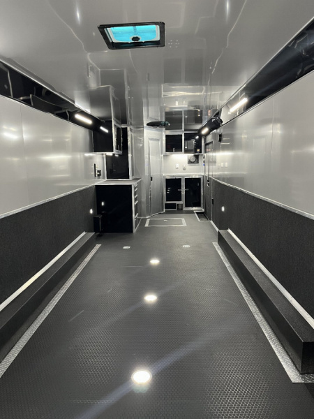 New 2026 Haulmark 34 EDGE Bathroom Race Trailer, Black PolyCor With Black Trim, 18K GVWR, 54" ALX Slide Out Step, Awning, Air Prep, A/C, Landing Light PKG