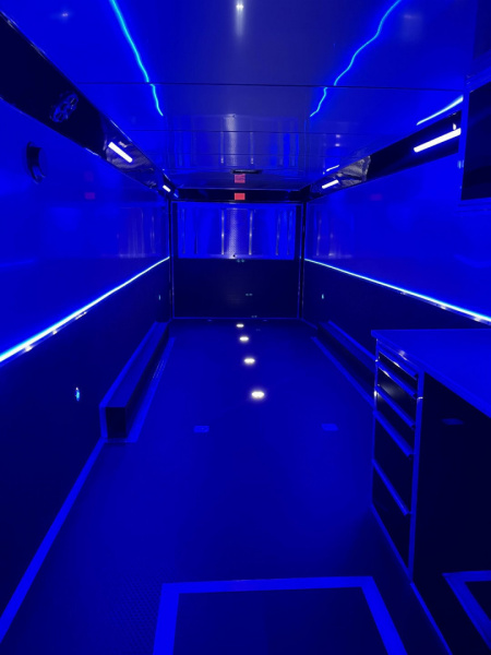 New 2026 Haulmark 34 EDGE Bathroom Race Trailer, Black PolyCor With Black Trim, 18K GVWR, 54" ALX Slide Out Step, Awning, Air Prep, A/C, Landing Light PKG