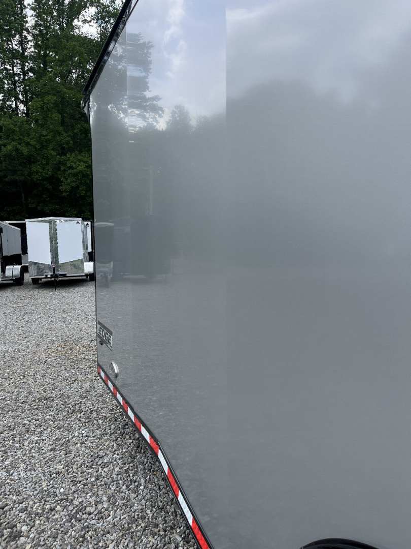 New 2026 HAULMARK 32' EDGE RACE TRAILER, SPORTSMAN PLUS PKG, SILVER POLYCOR WITH BLACK TRIM, 14K GVWR, 96" WIDE REAR DOOR OPENING, 7'4" INTERIOR HEIGHT