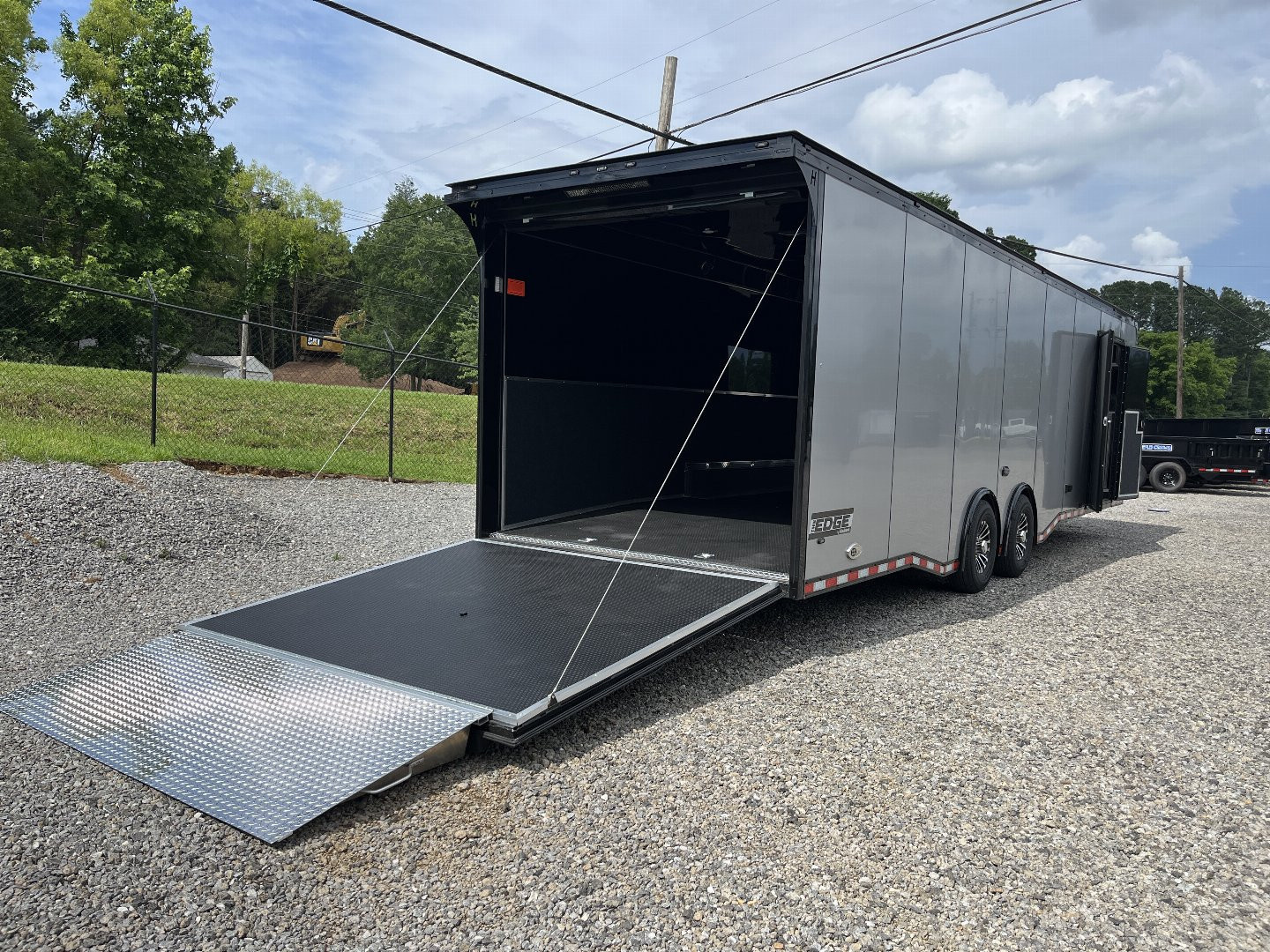 New 2026 HAULMARK 32' EDGE RACE TRAILER, SPORTSMAN PLUS PKG, SILVER POLYCOR WITH BLACK TRIM, 14K GVWR, 96" WIDE REAR DOOR OPENING, 7'4" INTERIOR HEIGHT