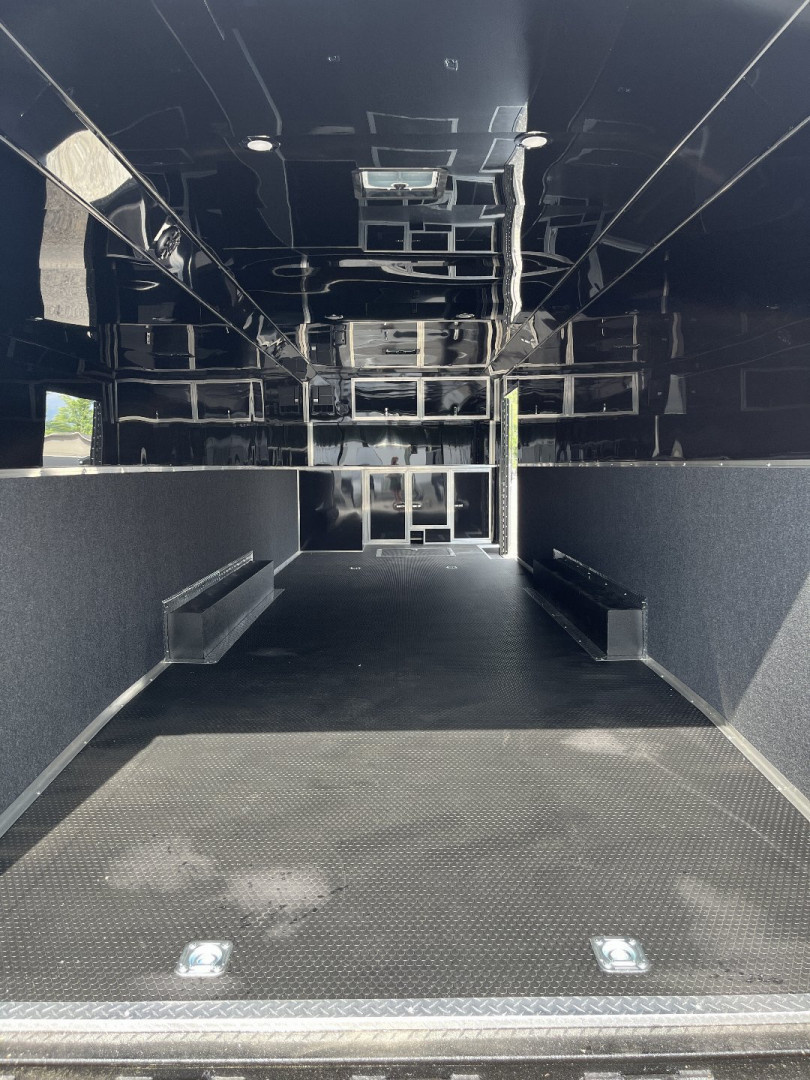 New 2026 HAULMARK 32' EDGE RACE TRAILER, SPORTSMAN PLUS PKG, SILVER POLYCOR WITH BLACK TRIM, 14K GVWR, 96" WIDE REAR DOOR OPENING, 7'4" INTERIOR HEIGHT