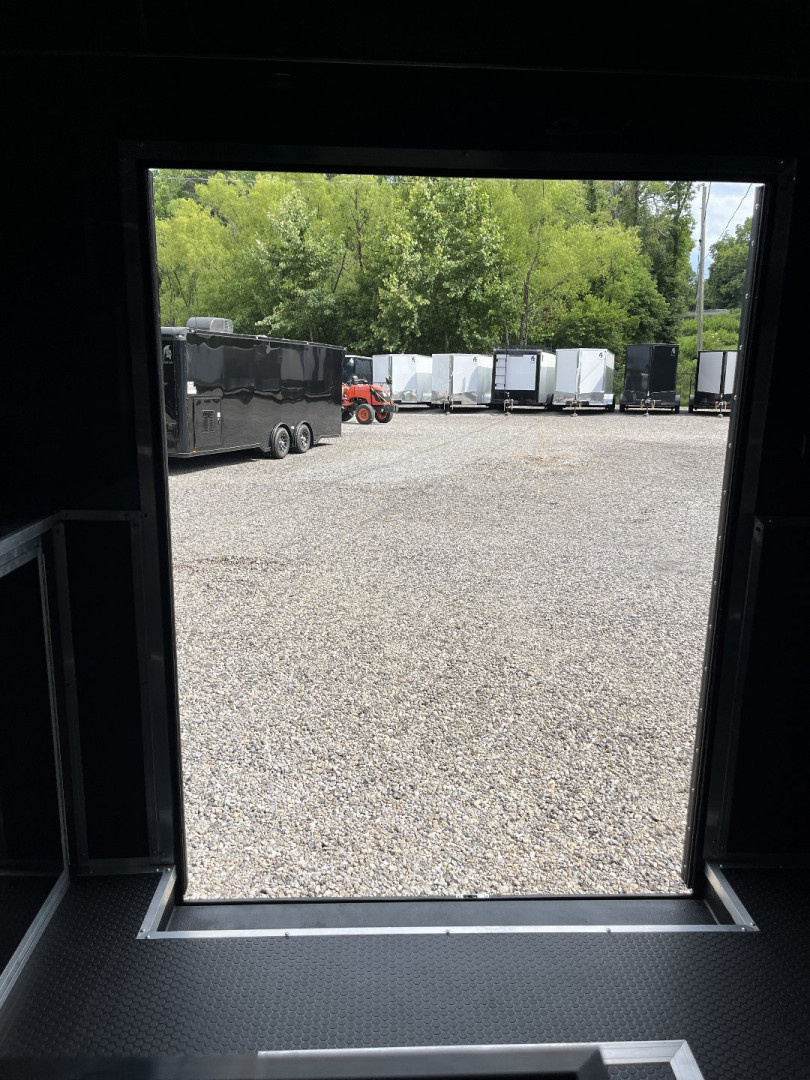 New 2026 HAULMARK 32' EDGE RACE TRAILER, SPORTSMAN PLUS PKG, SILVER POLYCOR WITH BLACK TRIM, 14K GVWR, 96" WIDE REAR DOOR OPENING, 7'4" INTERIOR HEIGHT