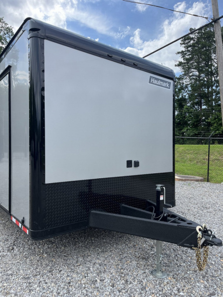 New 2026 HAULMARK 32' EDGE RACE TRAILER, SPORTSMAN PLUS PKG, SILVER POLYCOR WITH BLACK TRIM, 14K GVWR, 96" WIDE REAR DOOR OPENING, 7'4" INTERIOR HEIGHT