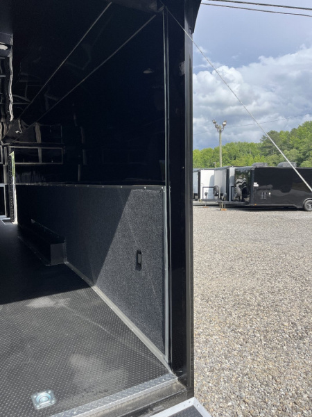 New 2026 HAULMARK 32' EDGE RACE TRAILER, SPORTSMAN PLUS PKG, SILVER POLYCOR WITH BLACK TRIM, 14K GVWR, 96" WIDE REAR DOOR OPENING, 7'4" INTERIOR HEIGHT