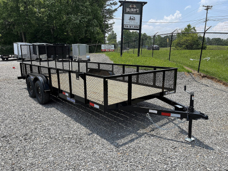 New 2025 Triple Crown 7x18 Utility Trailer With Heavy Duty 60  Mesh Gate, 7K GVWR, 2' Mesh Sides