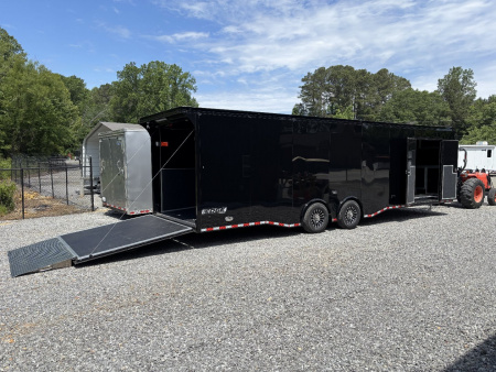 New 2025 Haulmark 32 EDGE Race Trailer, Sportsman Plus PKG, Black PolyCor With Black Trim, 14K GVWR, 96" Wide Rear Door Opening, 7'4" Interior Height