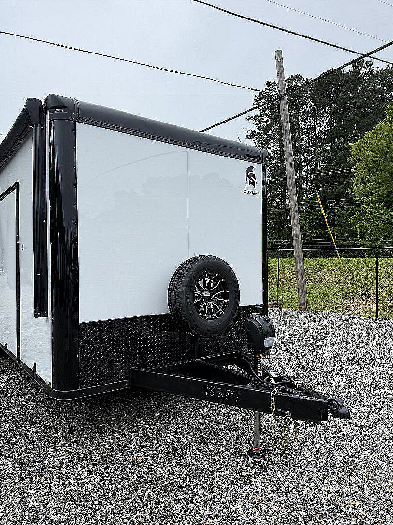 New 2026 Spartan Cargo 8.5x24 Enclosed Race Trailer, White PolyCor, Race PKG, A/C, Awning, 10K Torsion Spread Axle, 7'6" Interior Height