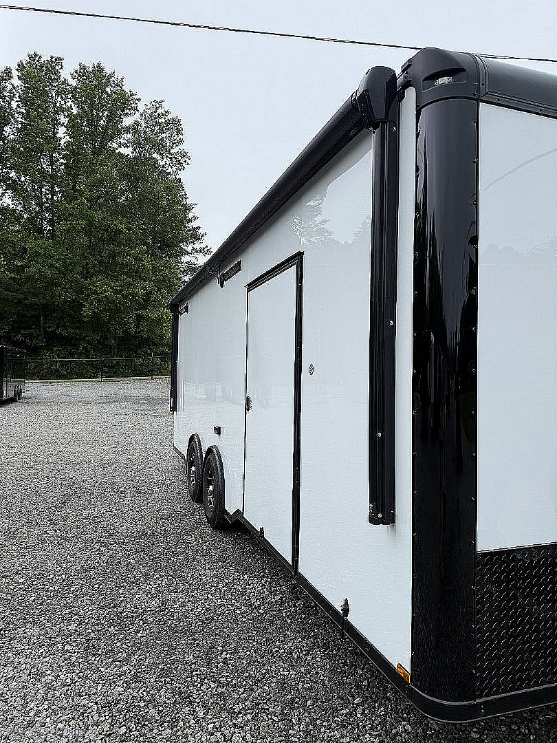 New 2026 Spartan Cargo 8.5x24 Enclosed Race Trailer, White PolyCor, Race PKG, A/C, Awning, 10K Torsion Spread Axle, 7'6" Interior Height